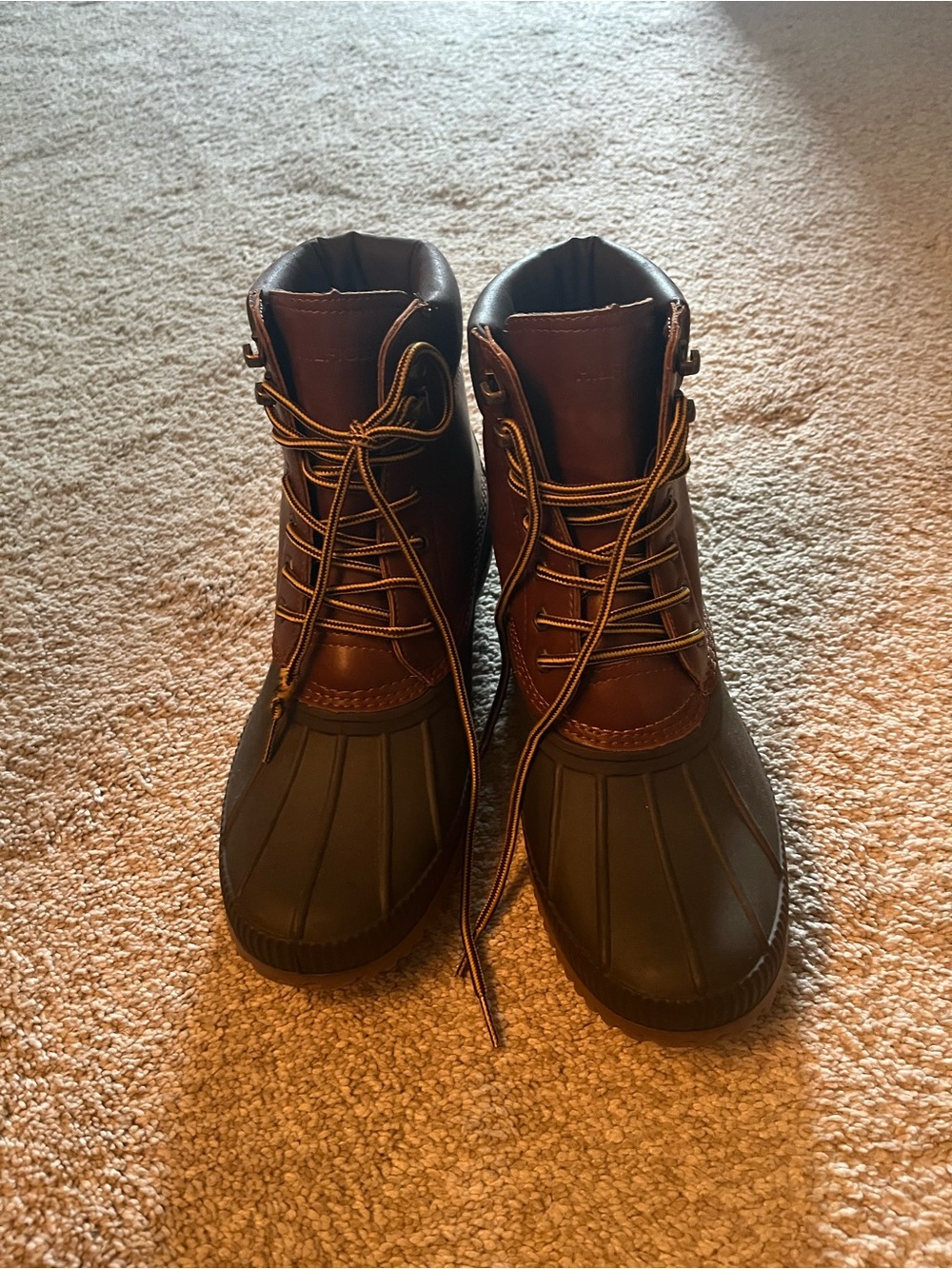 Tommy Hilfiger Brown and Black Waterproof Duck Boots size 10